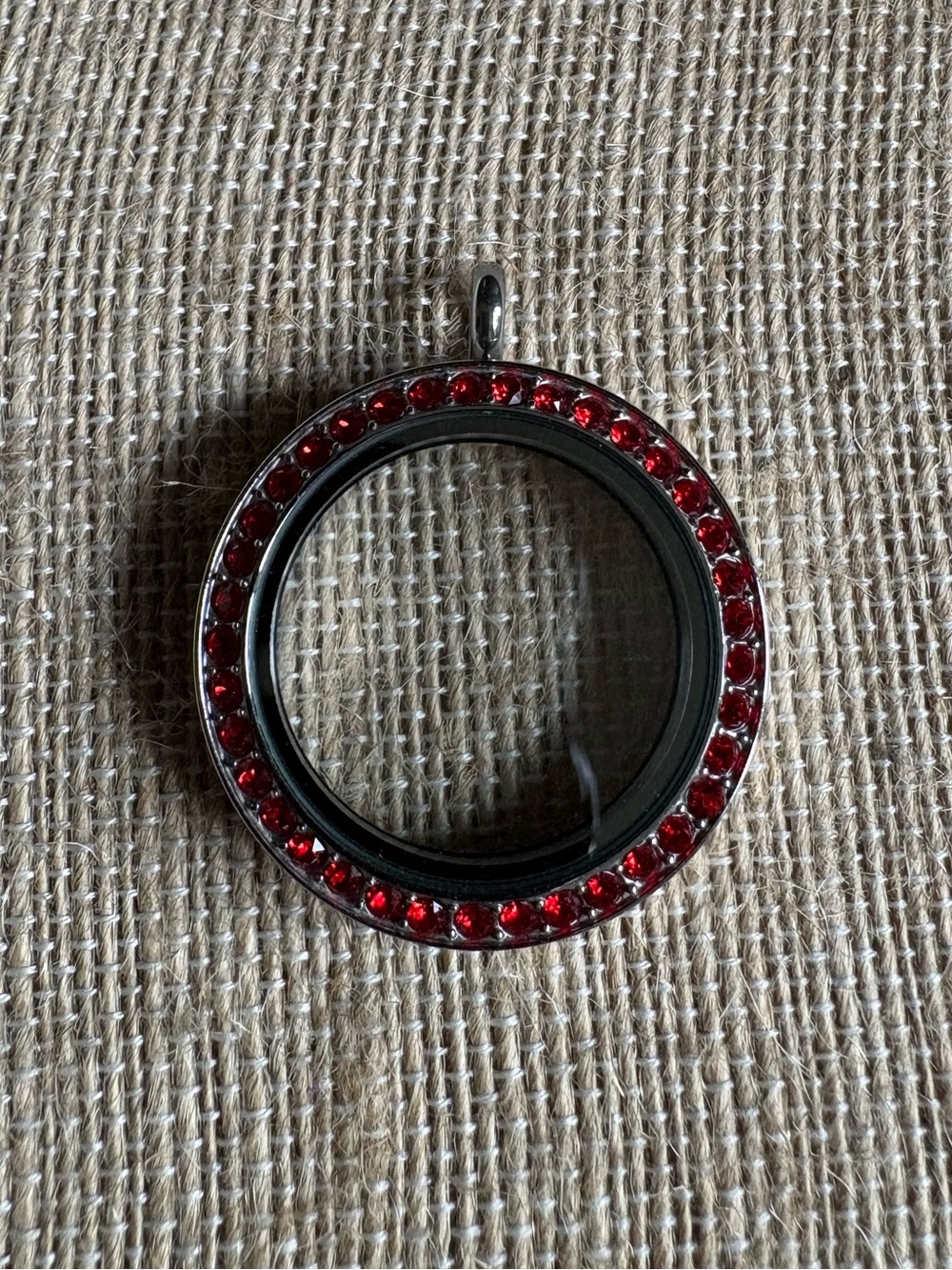 Origami Owl Silver with Red (Siam) Crystals Twist Locket